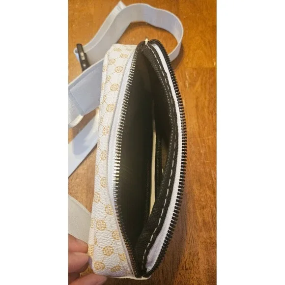 Belt Bag Fanny Pack Crossbody Bag Waist White Gold Adjustable Strap Zip Closure - Picture 10 of 10